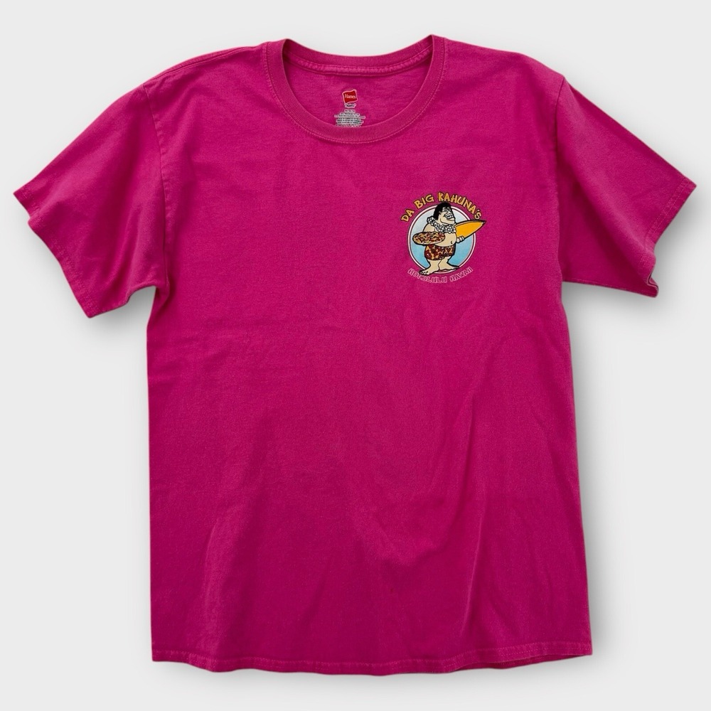 Da Big Kahunas Hawaiian‎ T Shirt Mens Medium Pink Pizza Pub Cartoon Aloha Y2K